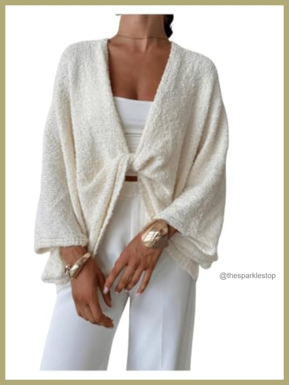Oversized Wrap Sweater Cropped Batwing Long Sleeve V-Neck Pullover